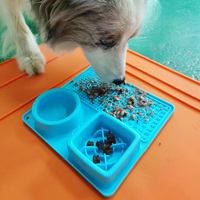 Gamelle d'eau et plateau de nourriture sèche 3-en-1 en silicone pour chien et chat, conforme aux normes FDA et REACH, avec tapis de léchage à alimentation lente, personnalisable OEM