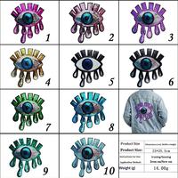 Personnalisation de patchs en polyester avec broderie de paillettes 3D amusantes à grands yeux, adhésifs thermofusibles, couleur personnalisée pour vêtements, chapeaux, tissus