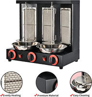Vente chaude Multifonction Trois Tête Commerciale Gaz Mini Shawarma Kebab Faisant La Machine Avec De Qualité Alimentaire En Acier Inoxydable