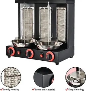 Venta caliente multifunción tres cabezas comercial Gas Mini Shawarma <span class=keywords><strong>Kebab</strong></span> que hace <span class=keywords><strong>la</strong></span> máquina con acero inoxidable de grado alimenticio - Product Image 1