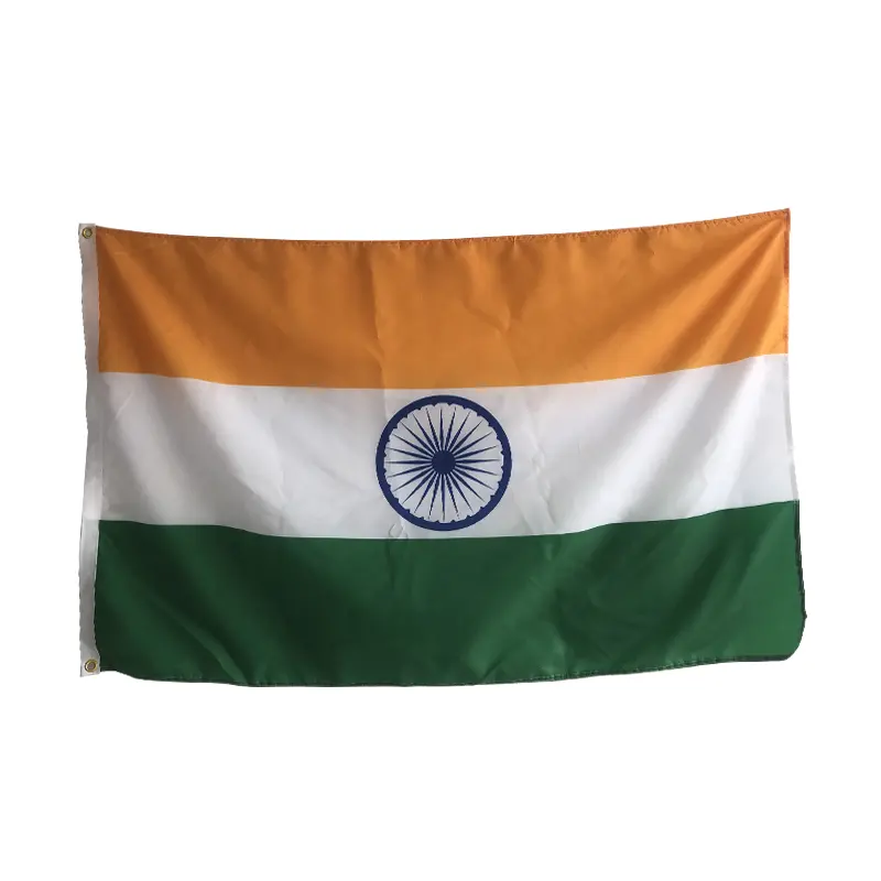 Рекламные яркие цвета и защита от выцветания-холщовая головка и двойные сшитые флаги из полиэстера с бюстгальтером 3x5 футов индийский флаг
