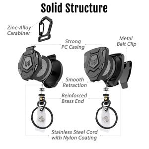 Porta credenciales retráctil resistente con cordón de acero de 31.5 pulgadas y mosquetón, de alta resistencia para ingenieros y actividades al aire libre - Product Image 5