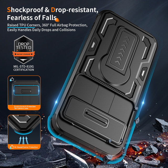 DropProof Lens Protector Folding Holder Rugged Phone Case for Google Pixel 9 Pro 10 Pro XL Magnetic TPU+PC Cover