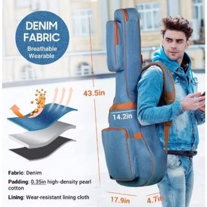 Échantillon gratuit de housse de guitare imperméable, antichoc, rembourrée et souple, compatible avec les guitares de 40, 41 et 42 pouces - Product Image 5