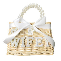 Boho mariée sac de plage sac de mariée sac de douche nuptiale perle mariée/mrs rotin tissé panier mariage enterrement de vie de jeune fille décorations