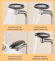 Robinet de lavabo multifonctionnel contemporain EIOIOL à cascade, quatre modes, capteur tactile, finition chromée, montage sur plan, 1 poignée
