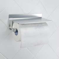 Porte-serviettes en papier adhésif mural pour cuisine et salle de bain, support de rouleau de papier toilette avec étagère de rangement, en aluminium spatial