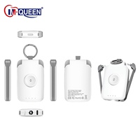 Promo Hadiah 3-in-1 Mini Power Bank Portabel Gantungan Kunci Magnet Darurat Nirkabel 2000mAh Kabel Pengisi Daya Terintegrasi Jam LED