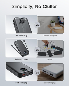 Hyto sạc di động được xây dựng trong cáp AC tường cắm <span class=keywords><strong>12000mAh</strong></span> ngân hàng điện USB C 22.5W sạc nhanh điện thoại bên ngoài pin gói - Product Image 5