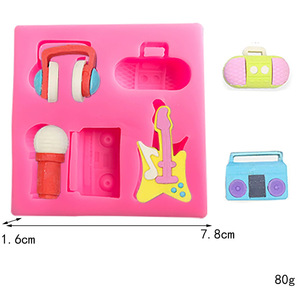 3D auriculares Radio <span class=keywords><strong>guitarra</strong></span> silicona Fondant moldes Diy pastel decoración hornear moldes - Product Image 3