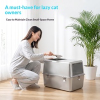Litière pour chat intelligente manuelle la plus vendue - Entièrement fermée, extra-large, en métal et plastique, design carré, facile à nettoyer, empêche la dispersion de la litière