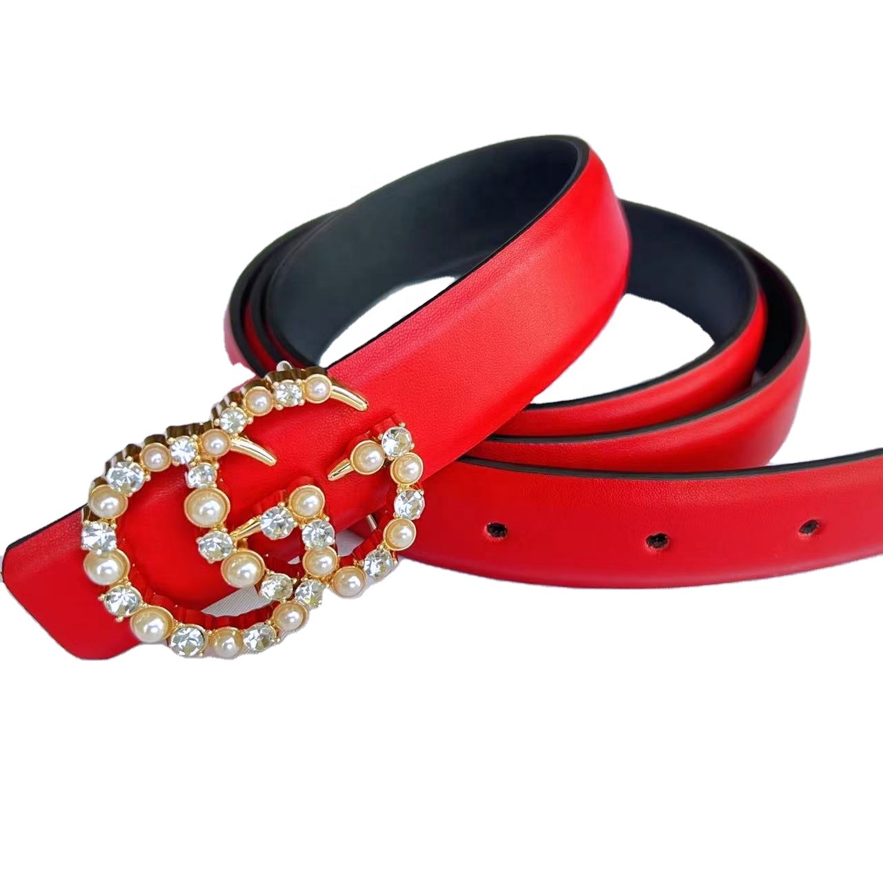 Новинка 2022, модные ремни со стразами и блестящими кристаллами для женщин, из искусственной кожи или кожи красного цвета
