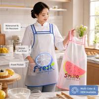 Tablier de Chef Transparent en TPU Style Dessin Animé, Imperméable et Résistant à l'Huile, pour la Cuisine Domestique et les Restaurants