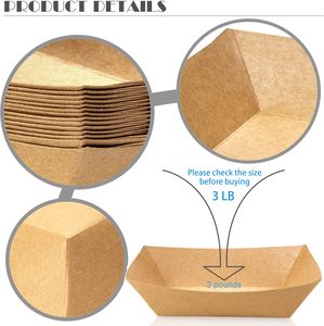 Factory Custom Logo Color Snack Disposable Kraft Paper Food Serving Tray Brown French Fries Tacos BBQ Fries Paper Food Tray - Product Image 3