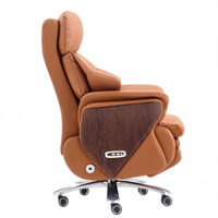 Chaise de bureau exécutive ergonomique contemporaine en cuir écologique avec hauteur réglable, massage et fonction pivotante