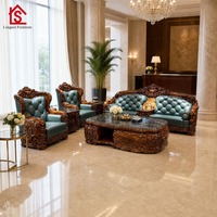 Canapé en cuir véritable haut de gamme de style chinois moderne, en cuir de vachette pleine fleur, avec structure en bois massif noir et or, pour salon domestique