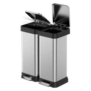 Poubelle de cuisine rectangulaire en acier inoxydable 50L avec pédale à fermeture en douceur nouvelle technologie poubelle - Product Image 1