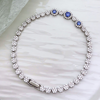 925 Sterling Silber Mehrfarbiges Blumenförmiges Tansanit & Zirkon Funkelndes Armband - Luxuriöses Geschenk-Schmuckstück