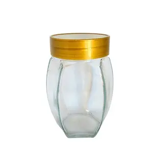 散装 500g 1千克六角蜂蜜罐，带密封塑料盖的蜂蜜玻璃瓶
