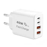 Bloc chargeur USB C 40W, bloc de charge rapide 4 ports Type C, adaptateur secteur double PD + prise QC, double bloc chargeur mural USB