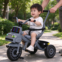 Tricycle en plastique pour enfants avec musique et lumières, chariot à pousser pour les enfants de 1 à 6 ans, utilisation intérieure et extérieure