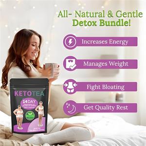 Tè alle Erbe Keto Detox <span class=keywords><strong>per</strong></span> Mattina e Sera, 60 Giorni, Etichetta Privata, Supporto <span class=keywords><strong>per</strong></span> Pancia e Intestino, Bevanda Dimagrante - Product Image 2