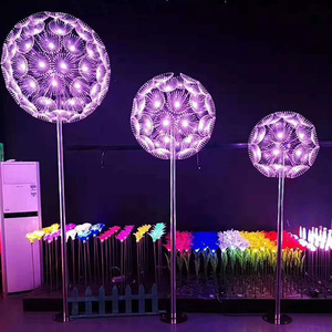 Lampes de jardin LED Pissenlit d'extérieur sur poteau en fer, blanc chaud, IP66, détecteur de mouvement, solaires, 2700K, AC 220V, dimmables, 10 ans de garantie - Product Image 1