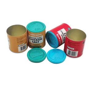 blue colors cap salt spice packaging cans 58mm 65mm diameter seasoning paper tubes with custom design