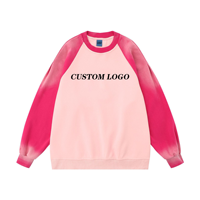 Hoodie Crew-Neck Tie-Dye ODM Warna Senada untuk Pasangan, Oversize Longgar Dua Warna, Bordir Kustom, Unisex, Pullover Sweatshirt