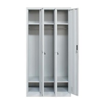 Casier de rangement métallique pour auberge de travail, vestiaire de salle de sport, casier de vestiaire à 3 portes en acier