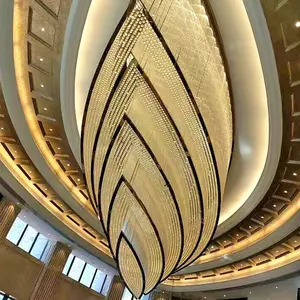 Personalizado Moderno Salão de Baile Do Hotel Do Projeto Grande Montagem Embutida Luz de Teto Lustre de Cristal de Luxo