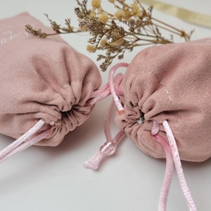 Pochette de protection en suède de luxe avec cordon de serrage pour bijoux (boucles d'oreilles et bracelets), couleur et taille personnalisables - Product Image 2