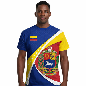 Groothandel op maat gemaakte Venezolaanse vrijheidsvlag sublimatieprint O-hals T-shirt casual voetbal heren sport shirt met korte mouwen - Product Image 1