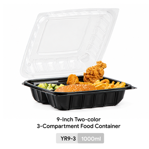 Disposable Microwave Safe <b>Plastic</b> PP 3 Compartment Blister Food Container Bento Lunch Fast Food Box for Restaurant Take Away - Product Image 4