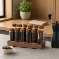 Conteneur à grains de café en bois massif de noyer, organisateur de rangement pour café pour la maison, le bar ou la station café, logo personnalisé accepté