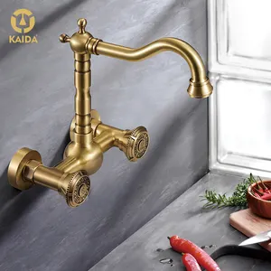 Antieke Dual Koper Geborsteld Goud Messing Kitchen Sink Kranen Kranen