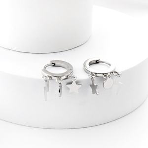 Boucles d'oreilles tendance en acier inoxydable Ason Jewellery, cercle avec étoile + rond + éclair pour femmes - Product Image 4