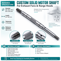 Arbre de moteur AISI 1045 QPQ pour ventilateur d'extraction de hotte