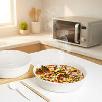 Contenants jetables ronds TeGuan en PP de qualité alimentaire haute résistance 70oz avec couvercle, compatibles micro-ondes et congélateur, pour nouilles et repas rapides