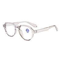 Gafas de moda al por mayor para hombre, antiluz azul, con montura poligonal de PC y patillas de resorte, gafas ópticas antiluz azul.