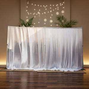 Kit de support de toile de fond en soie glacée pour mariage, avec tringle unique et hauteur réglable, pour rideaux de séparation de pièce - Product Image 1