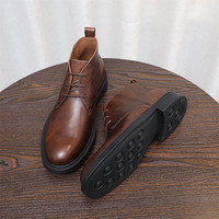 Bottines décontractées pour hommes pour hommes rétro vache en cuir véritable plate-forme épaisse marche moto botte chaussures habillées élégant Preppy