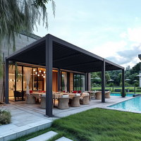 Lamellen-Aluminium-Pergola LED Motorisiert Umweltfreundlich Outdoor Pulverbeschichtet Nagetierresistent Garten-Pavillon Gazebo Balkon
