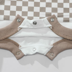 Nuevo Diseño de Ropa para Bebés, Mono con Estampado a Cuadros Beige Caqui, Traje de Una Pieza para Recién Nacidos - Product Image 6