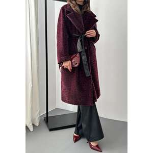 Manteau trench en cuir bordeaux pour femmes, vente en gros - Product Image 2