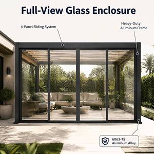 Porta Scorrevole in Vetro Preassemblata con Binario Superiore e Inferiore Abbinato <span class=keywords><strong>per</strong></span> Veranda e Giardino, Porta d'Ingresso Mobile in Vetro - Product Image 5