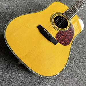 Guitare acoustique D45 en bois massif, épicéa brillant, style vintage, cordes professionnelles personnalisées - Product Image 2