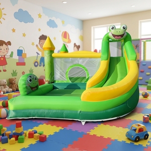 Château <span class=keywords><strong>gonflable</strong></span> sur le thème de la <span class=keywords><strong>grenouille</strong></span> avec toboggan pour enfants, petit trampoline d'extérieur pour jeux à domicile, équipement de terrain de jeu pour fêtes - Product Image 1