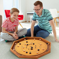 Nouveau produit Jeu de société canadien en bois-Crokinole Tournament Jeu d'échecs d'intérieur pour enfants avec pièces en métal