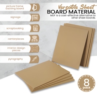 Vente en gros usine – Lot de 8 panneaux MDF épais, lisses, non finis, écologiques et réutilisables pour l'artisanat, la menuiserie, la décoration intérieure et les loisirs créatifs